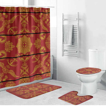 Lesotho Seanamarena Kharetsa Royal Red Bathroom Set Basotho Traditional Blanket Style