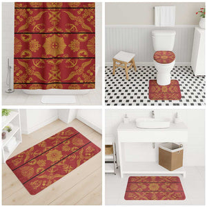Lesotho Seanamarena Kharetsa Royal Red Bathroom Set Basotho Traditional Blanket Style