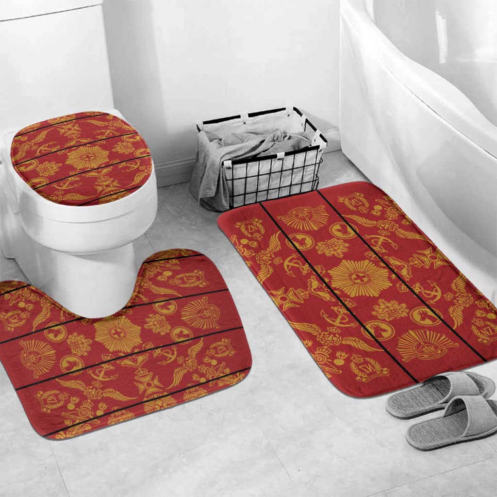 Lesotho Seanamarena Kharetsa Royal Red Bathroom Set Basotho Traditional Blanket Style