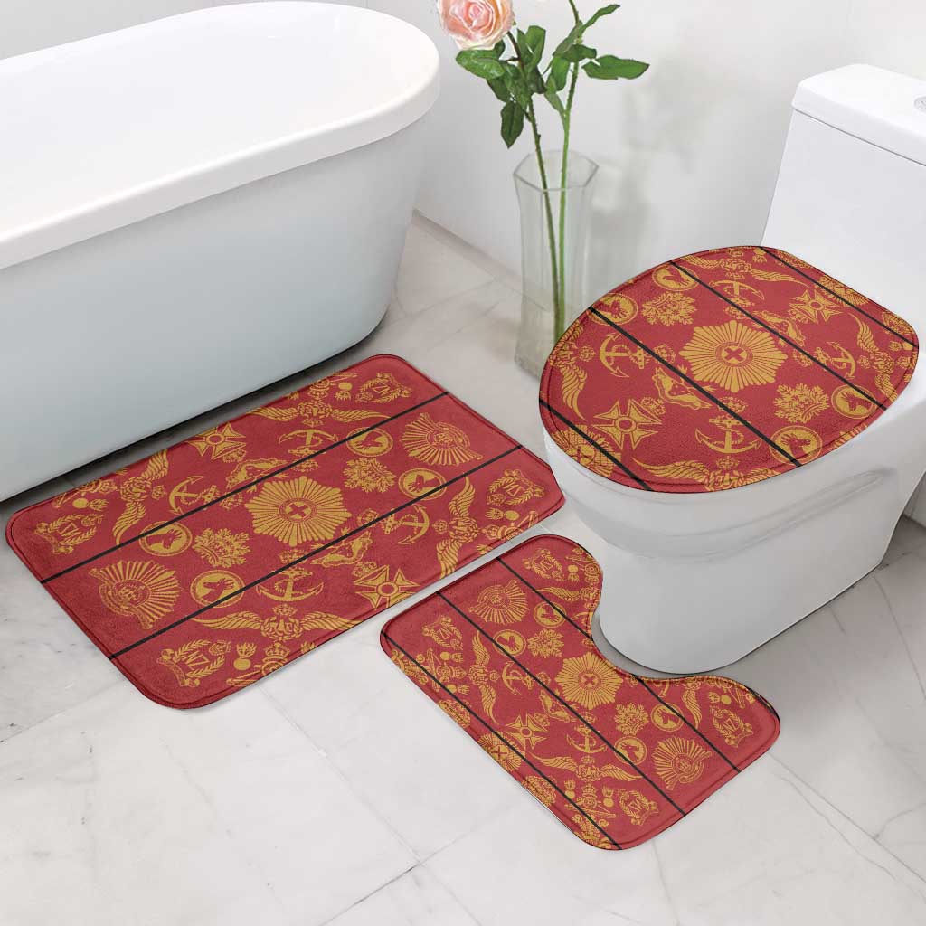 Lesotho Seanamarena Kharetsa Royal Red Bathroom Set Basotho Traditional Blanket Style