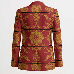 Lesotho Seanamarena Kharetsa Royal Red Blazer Basotho Traditional Blanket Style
