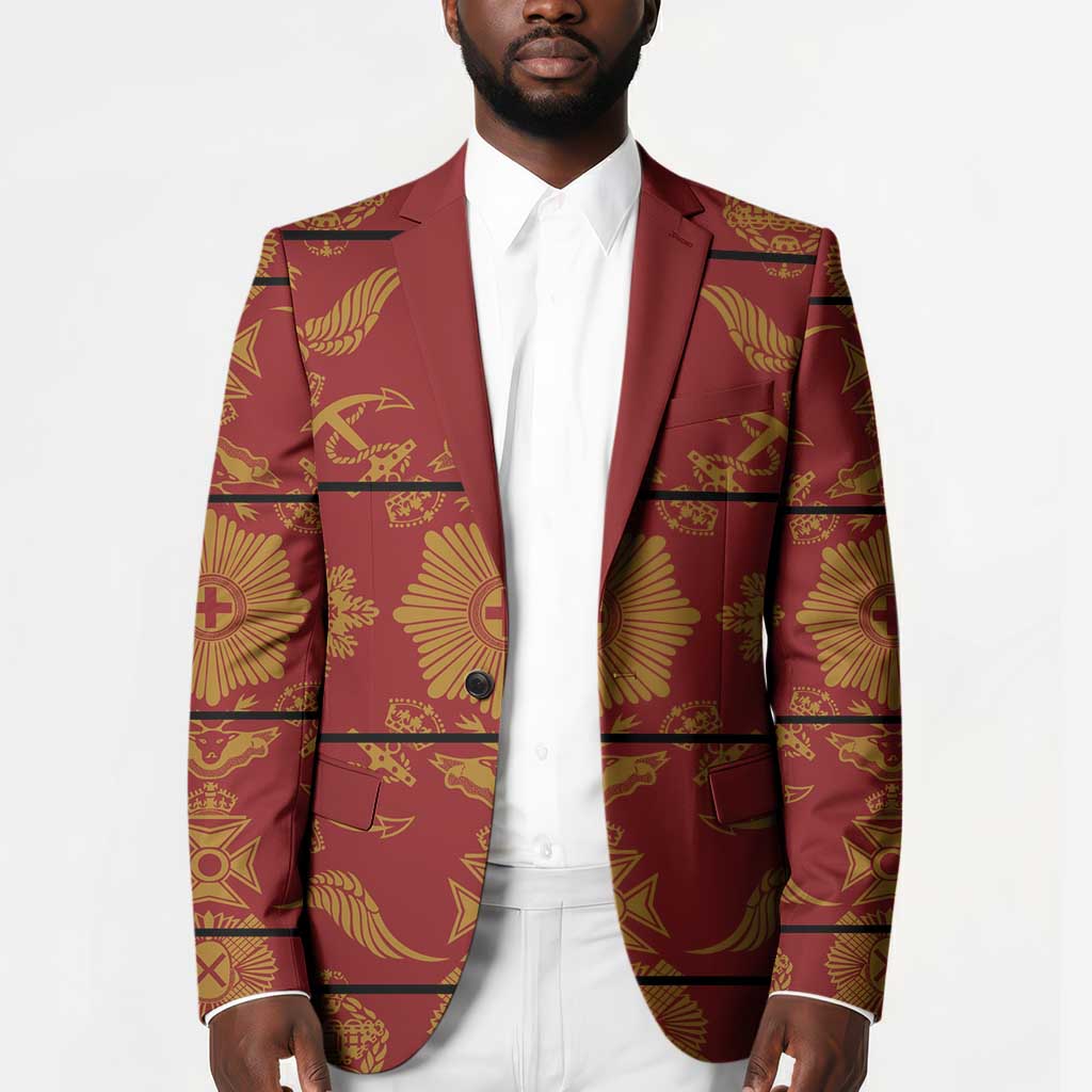 Lesotho Seanamarena Kharetsa Royal Red Blazer Basotho Traditional Blanket Style