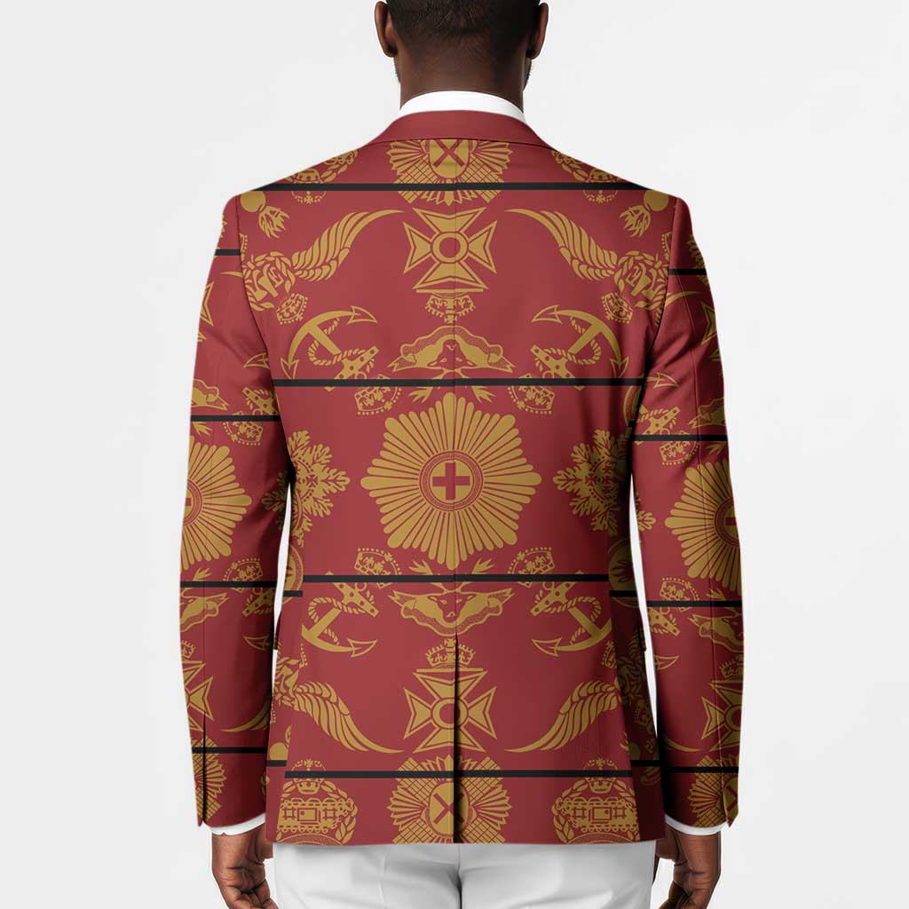 Lesotho Seanamarena Kharetsa Royal Red Blazer Basotho Traditional Blanket Style