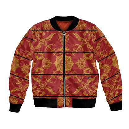 Basotho Blanket Bomber Jacket Lesotho Seanamarena Kharetsa Royal Red - African Pride