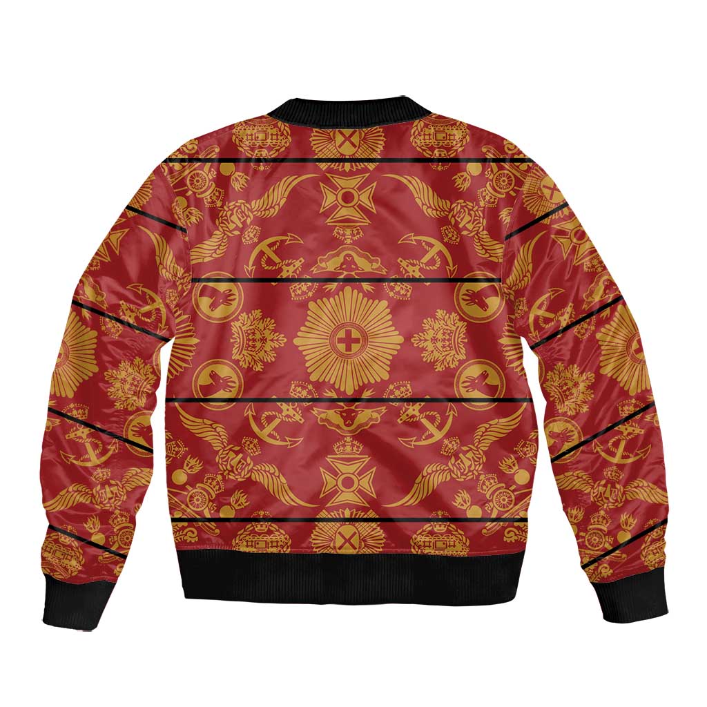Basotho Blanket Bomber Jacket Lesotho Seanamarena Kharetsa Royal Red - African Pride