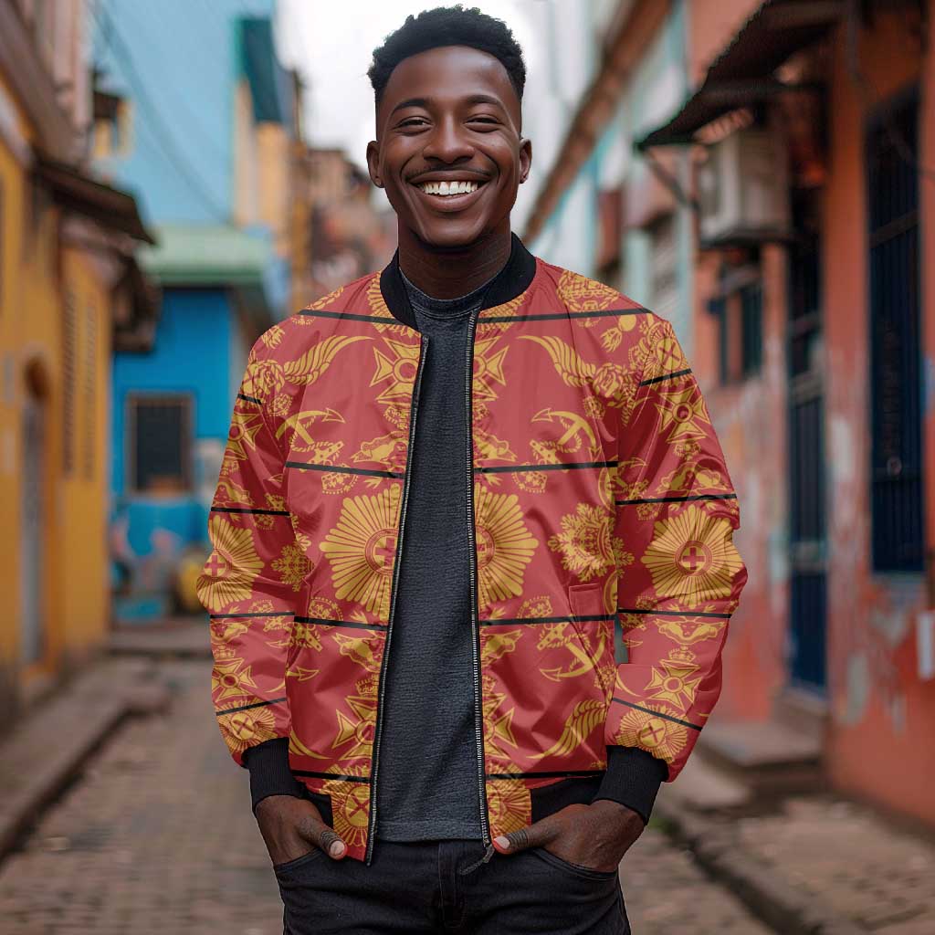 Basotho Blanket Bomber Jacket Lesotho Seanamarena Kharetsa Royal Red - African Pride