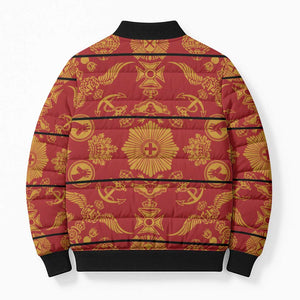 Lesotho Seanamarena Kharetsa Royal Red Bomber Puffer Jacket Basotho Traditional Blanket Style