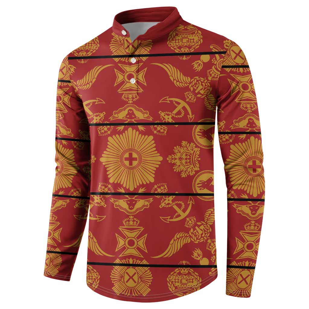 Lesotho Seanamarena Kharetsa Royal Red Button Sweatshirt Basotho Traditional Blanket Style