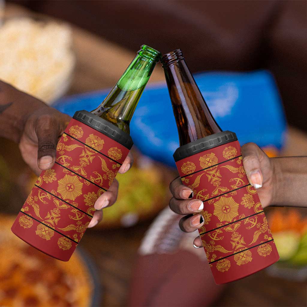 Basotho Blanket 4 in 1 Can Cooler Tumbler Lesotho Seanamarena Kharetsa Royal Red - African Pride