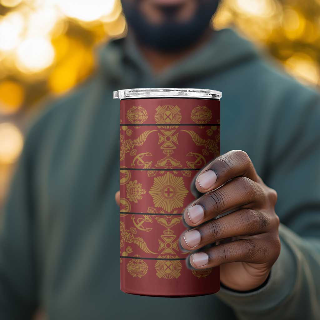Basotho Blanket 4 in 1 Can Cooler Tumbler Lesotho Seanamarena Kharetsa Royal Red - African Pride