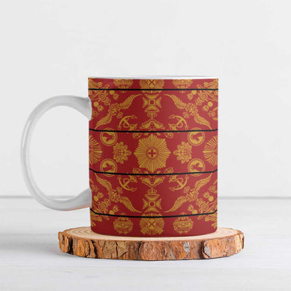 Lesotho Seanamarena Kharetsa Royal Red Ceramic Mug Basotho Traditional Blanket Style