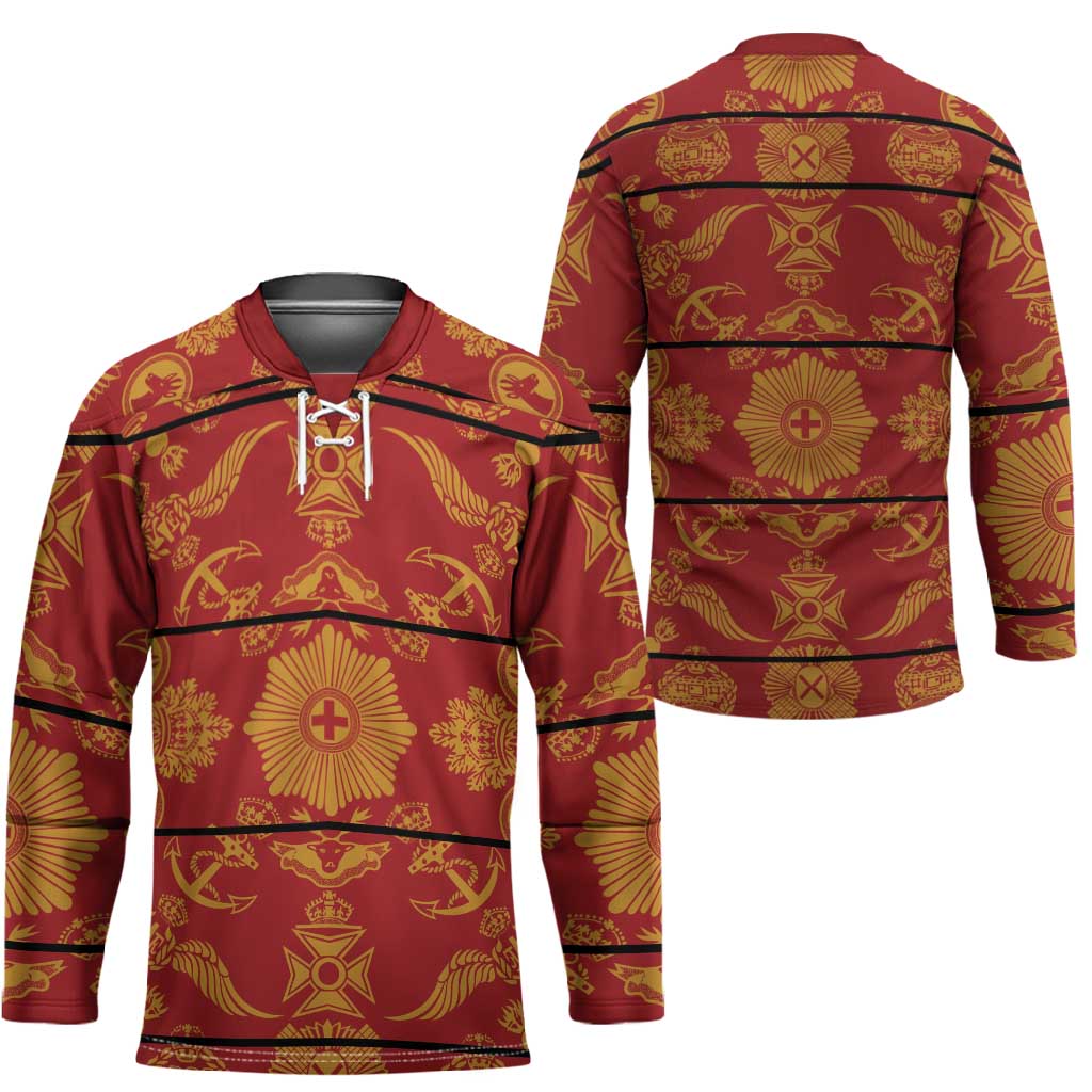 Lesotho Seanamarena Kharetsa Royal Red Hockey Jersey Basotho Traditional Blanket Style