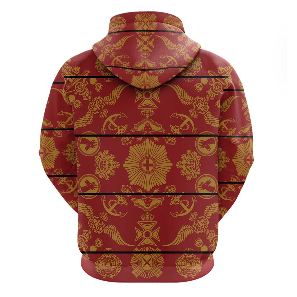 Basotho Blanket Hoodie Lesotho Seanamarena Kharetsa Royal Red - African Pride