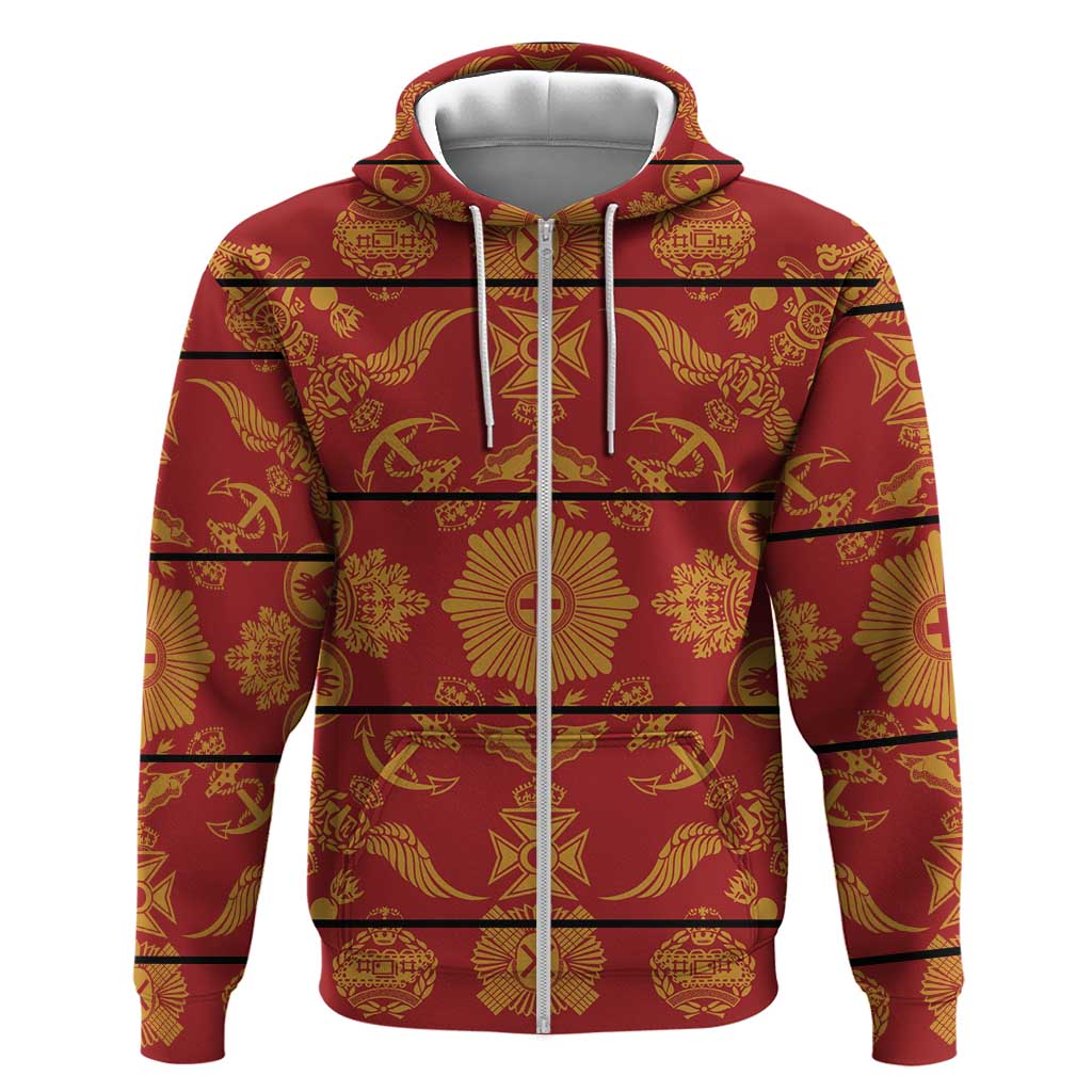 Basotho Blanket Hoodie Lesotho Seanamarena Kharetsa Royal Red - African Pride