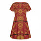 Basotho Blanket Kid Short Sleeve Dress Lesotho Seanamarena Kharetsa Royal Red - African Pride