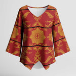 Lesotho Seanamarena Kharetsa Royal Red Kimono Sleeve Blouse Basotho Traditional Blanket Style
