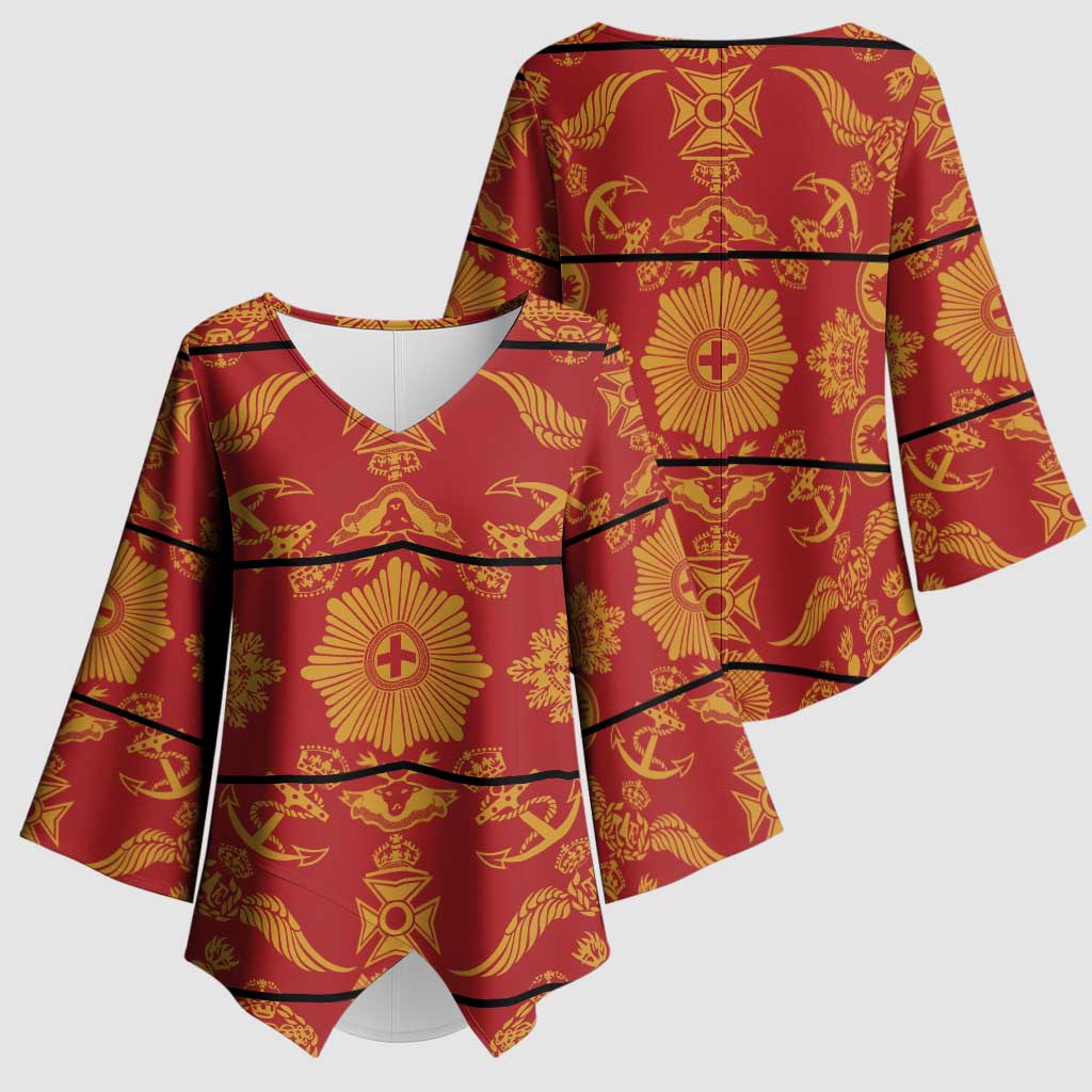 Lesotho Seanamarena Kharetsa Royal Red Kimono Sleeve Blouse Basotho Traditional Blanket Style