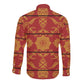 Basotho Blanket Long Sleeve Button Shirt Lesotho Seanamarena Kharetsa Royal Red - African Pride