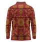 Basotho Blanket Long Sleeve Polo Shirt Lesotho Seanamarena Kharetsa Royal Red - African Pride
