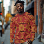 Basotho Blanket Long Sleeve Shirt Lesotho Seanamarena Kharetsa Royal Red - African Pride