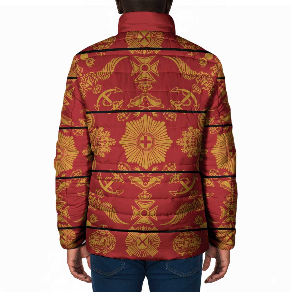 Lesotho Seanamarena Kharetsa Royal Red Padded Jacket Basotho Traditional Blanket Style