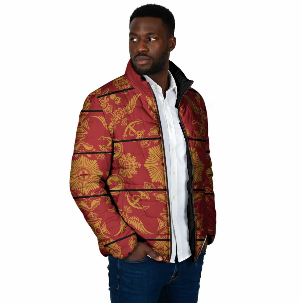 Lesotho Seanamarena Kharetsa Royal Red Padded Jacket Basotho Traditional Blanket Style