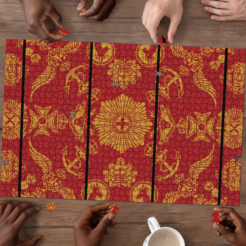 Lesotho Seanamarena Kharetsa Royal Red Puzzle Basotho Traditional Blanket Style