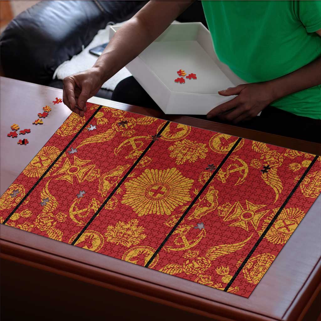 Lesotho Seanamarena Kharetsa Royal Red Puzzle Basotho Traditional Blanket Style