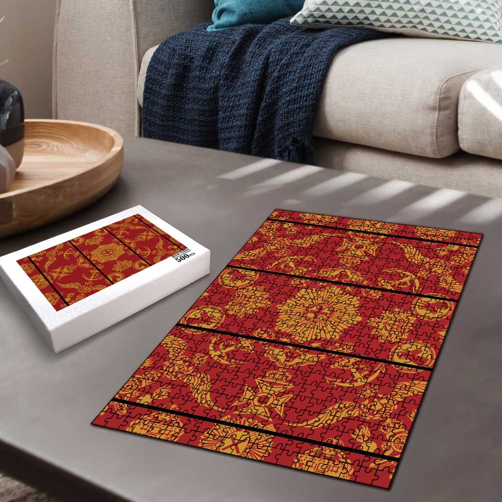 Lesotho Seanamarena Kharetsa Royal Red Puzzle Basotho Traditional Blanket Style