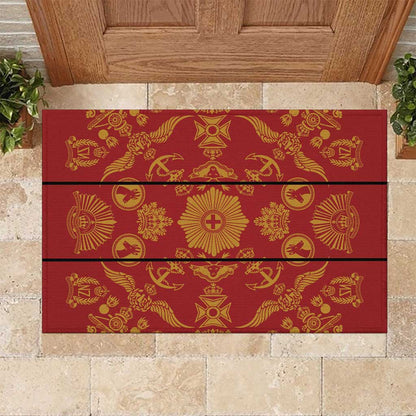Basotho Blanket Rubber Doormat Lesotho Seanamarena Kharetsa Royal Red - African Pride
