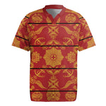 Basotho Blanket Rugby Jersey Lesotho Seanamarena Kharetsa Royal Red - African Pride