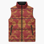 Lesotho Seanamarena Kharetsa Royal Red Sleeveless Puffer Jacket Basotho Traditional Blanket Style