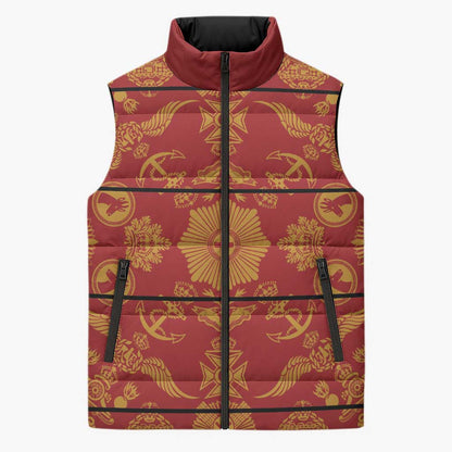 Lesotho Seanamarena Kharetsa Royal Red Sleeveless Puffer Jacket Basotho Traditional Blanket Style