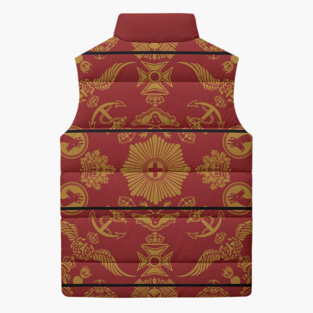 Lesotho Seanamarena Kharetsa Royal Red Sleeveless Puffer Jacket Basotho Traditional Blanket Style