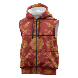 Basotho Blanket Sleeveless Zip Hoodie Lesotho Seanamarena Kharetsa Royal Red - African Pride