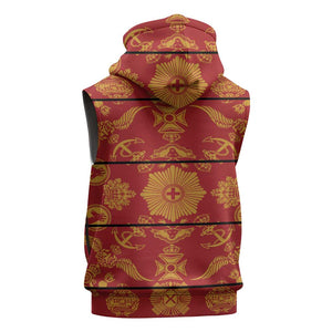 Basotho Blanket Sleeveless Zip Hoodie Lesotho Seanamarena Kharetsa Royal Red - African Pride