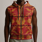 Basotho Blanket Sleeveless Zip Hoodie Lesotho Seanamarena Kharetsa Royal Red - African Pride