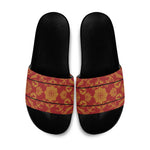 Lesotho Seanamarena Kharetsa Royal Red Slide Sandals Basotho Traditional Blanket Style