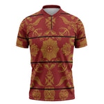 Lesotho Seanamarena Kharetsa Royal Red Zipper Polo Shirt Basotho Traditional Blanket Style