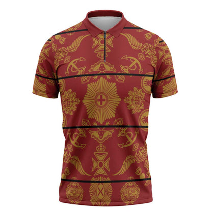 Lesotho Seanamarena Kharetsa Royal Red Zipper Polo Shirt Basotho Traditional Blanket Style