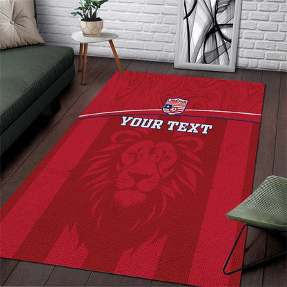 Custom Liberia Area Rug Football Lion Mascot - Red