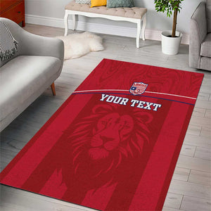 Custom Liberia Area Rug Football Lion Mascot - Red