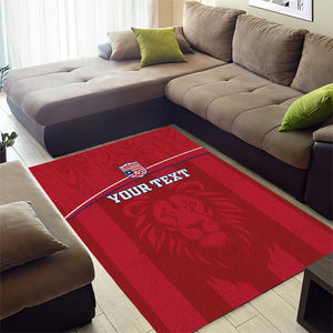 Custom Liberia Area Rug Football Lion Mascot - Red