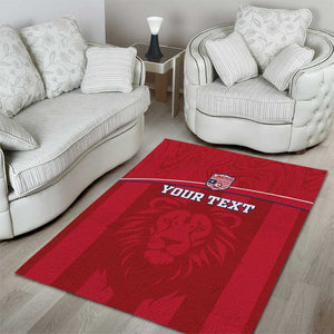 Custom Liberia Area Rug Football Lion Mascot - Red