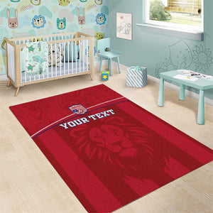 Custom Liberia Area Rug Football Lion Mascot - Red