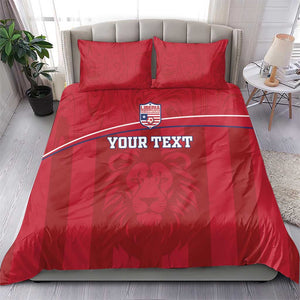 Custom Liberia Bedding Set Football Lion Mascot - Red