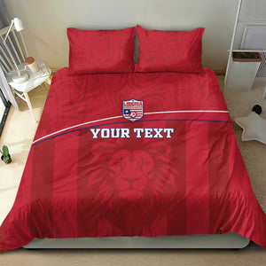 Custom Liberia Bedding Set Football Lion Mascot - Red