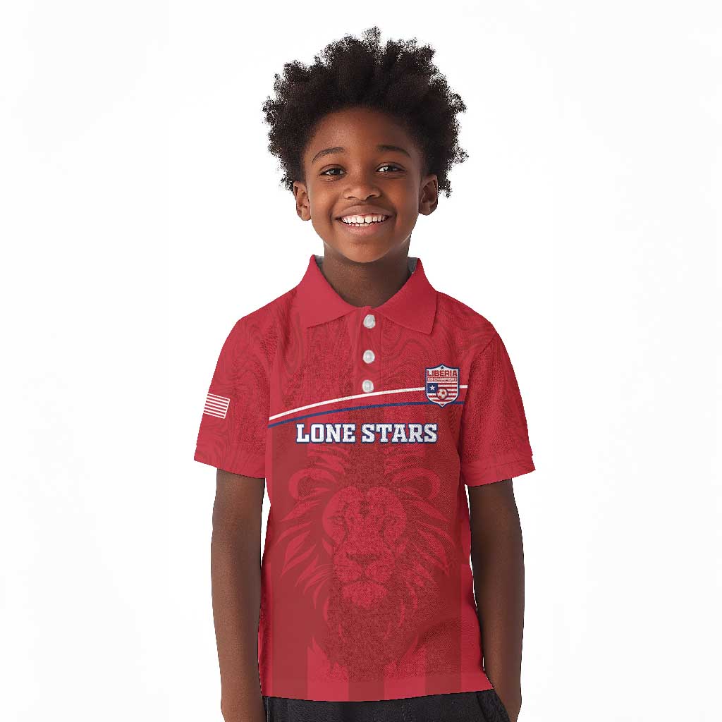 Custom Liberia Kid Polo Shirt Football Lion Mascot - Red