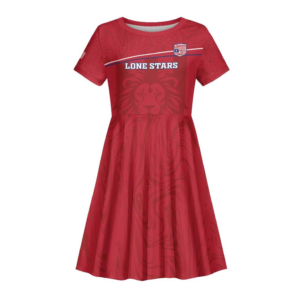 Custom Liberia Kid Short Sleeve Dress Football Lion Mascot - Red