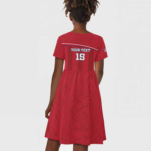 Custom Liberia Kid Short Sleeve Dress Football Lion Mascot - Red